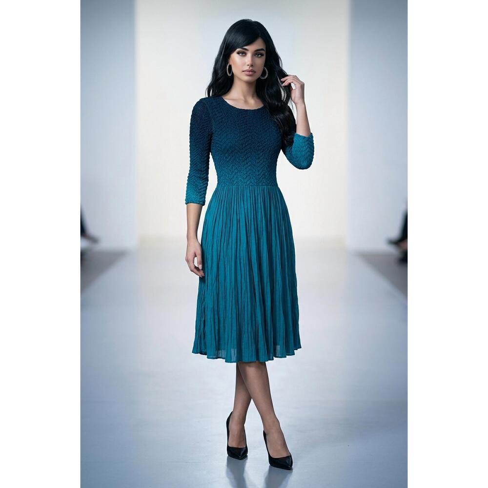 NEW VANITE COUTURE what day is it midi dress in ombre teal
